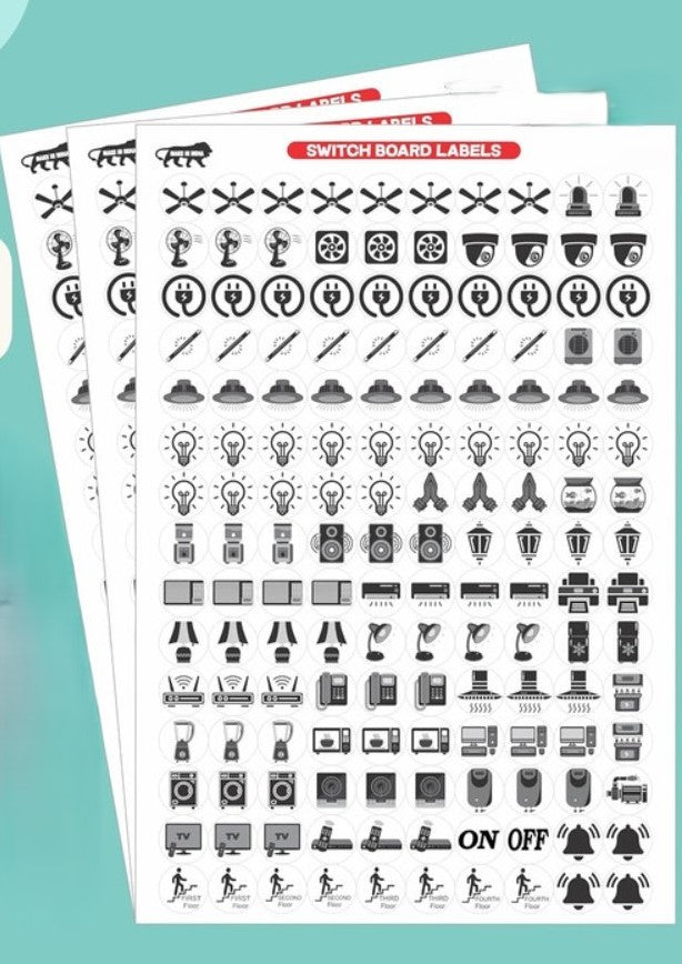Black switch board stickers for organizing and labeling various household electrical appliances