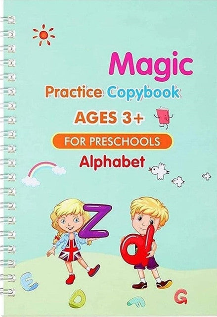 Multicolor reusable magic book for preschoolers, featuring worksheets for numbers, letters, and shapes for early learning