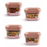 Pink plastic airtight storage container set of 4 (500 ML), ideal for food preservation