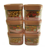 Airtight pink plastic container set (6 pieces, 500 ML capacity) for food storage - switchers style with press-and-push closure