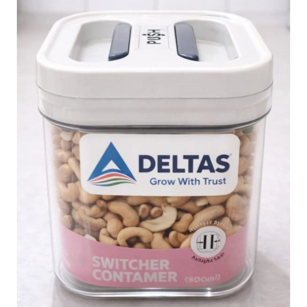 White plastic airtight storage container set (500ML), ideal for food preservation and organization
