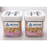 White plastic airtight storage containers (2 pack), ideal for dry goods with press-and-push closure system
