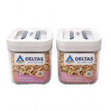 White plastic airtight storage container set (2 pack), 500ml capacity for food preservation