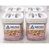 White plastic airtight storage container set, pack of 4 for 500ML food storage with press and push closure