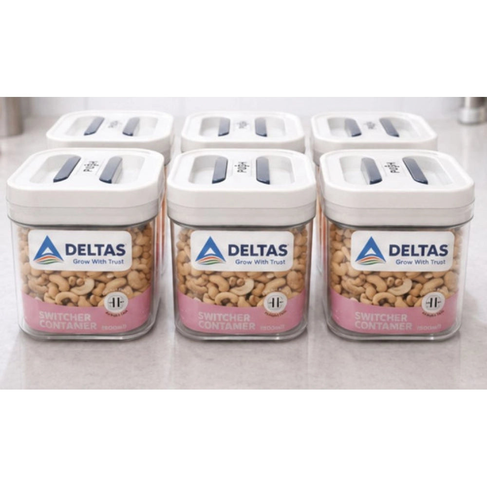 White plastic airtight storage container set of 6 (500 ML capacity) for food preservation