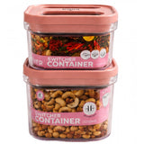 Pink plastic airtight storage container set (1250 ML x 2) for food preservation