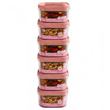 Airtight pink plastic storage containers (6 pack, 1250 ML) for food preservation