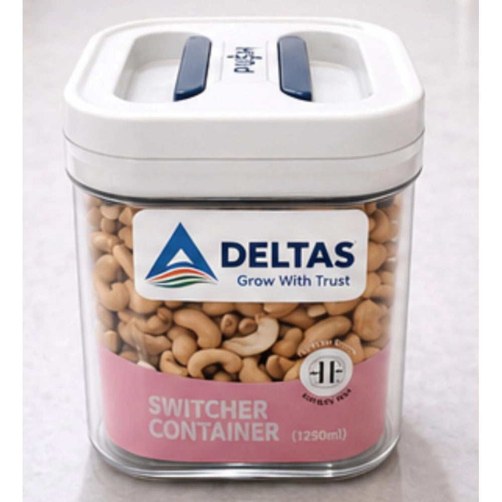 White plastic airtight container set (1250ml), ideal for food storage and preservation