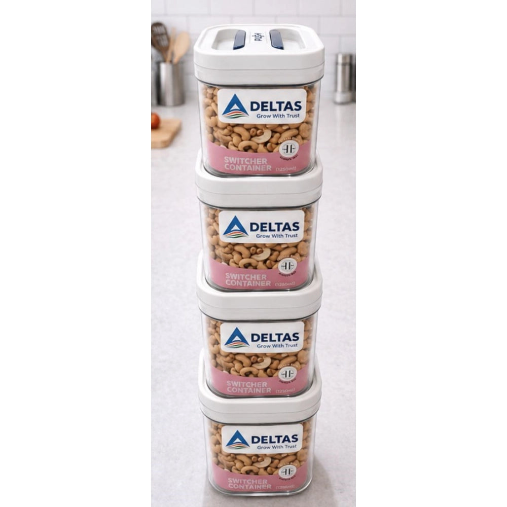 White plastic airtight storage container set (4pcs, 1250ML) for food preservation