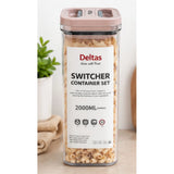 Pink plastic airtight storage container set (2000ml), ideal for food preservation