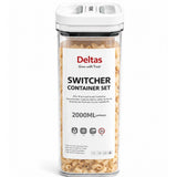 White plastic airtight storage container set (2000 ML) for food preservation