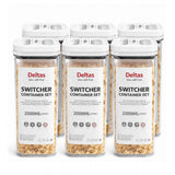 White plastic airtight container set (6 pcs, 2000 ML) for food storage