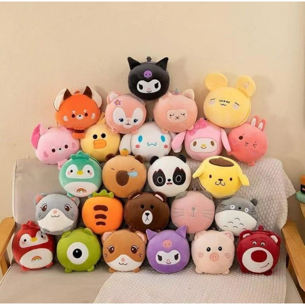 { "alt_text": "Multicolor fabric travel pillow set with eye mask, comfortable sleep aid for sensitive skin, featuring animal designs" }