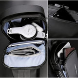 Waterproof black sling backpack with USB charging port, adjustable shoulder strap, and multiple pockets for office, school, and outdoor activities