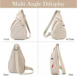 { "alt_text": "Off-white nylon chest bag unisex crossbody bags for women, stylish travel accessory for daily wear" }