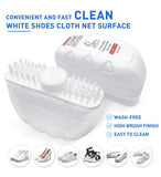 White shoe cleaning brush with soft fine bristles for removing stains and whitening sneakers