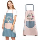 { "alt_text": "Multicolor PVC kitchen pocket apron for cooking, waterproof oil-proof design with absorbent hand towels" }