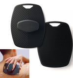 Black silicone body scrubber brush with textured side for body and soft spikes for scalp massage