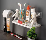 White multipurpose adhesive wall hook rack for hanging bags, keys, and towels on smooth surfaces