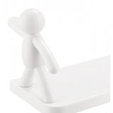 { "alt_text": "White PP multipurpose stand holder wall rack for home organization, self-adhesive storage hook" }