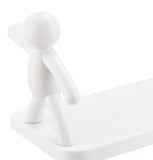 White multipurpose adhesive wall hook rack for hanging bags, keys, and towels on smooth surfaces