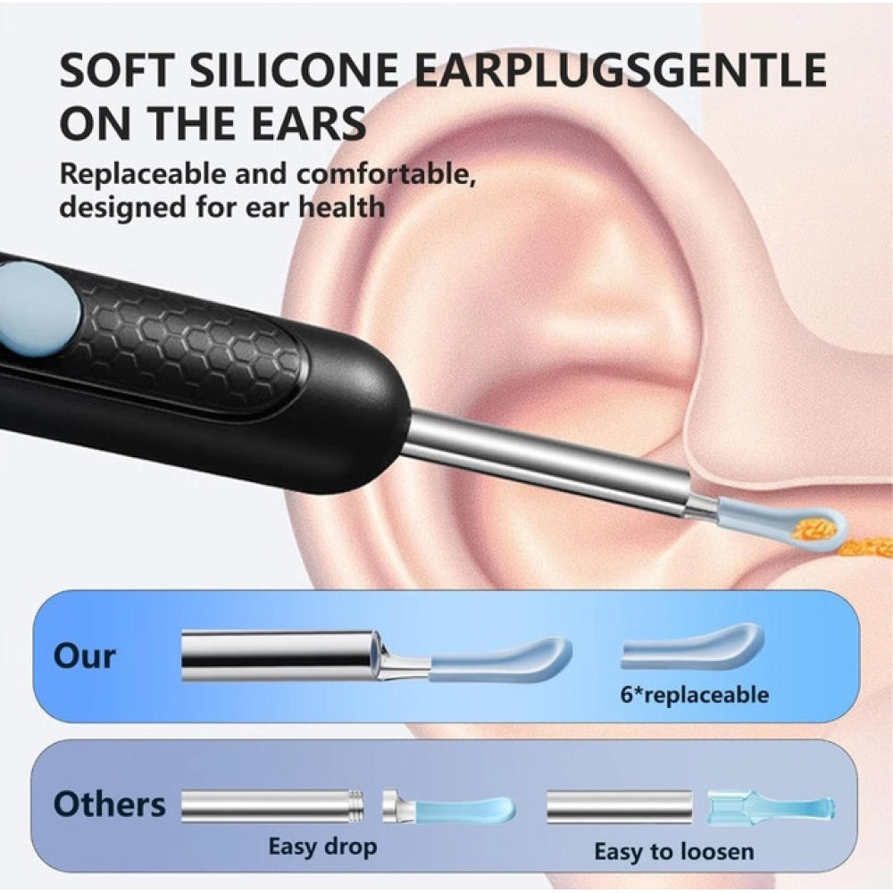 { "alt_text": "Multicolor silicone otoscope camera kit for safe earwax cleaning, nasal and skin inspection tool" }