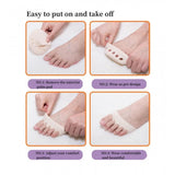{ "alt_text": "Beige knit fabric forefoot pads for women and men, comfortable anti-slip shoe inserts, all-day foot support" }