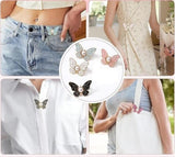 Multicolor alloy butterfly jeans clips with faux pearl center for securing loose clothing fit