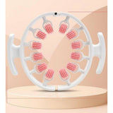 { "alt_text": "Pink massage roller massager with 12 balls for cellulite reduction, lymphatic drainage, and muscle relief" }