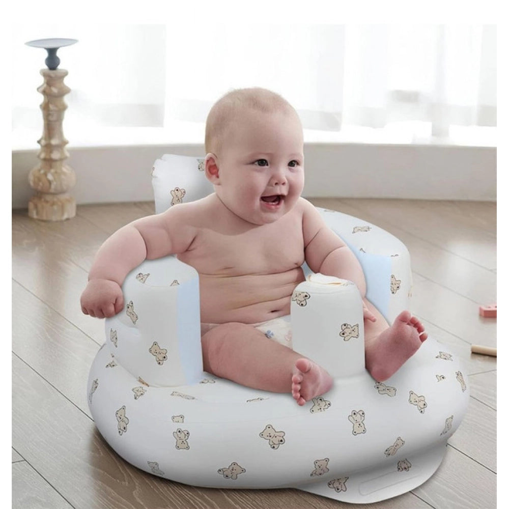 { "alt_text": "Multicolor inflatable baby sofa set with bathtub, suitable for 3+ months, promoting healthy sitting posture" }