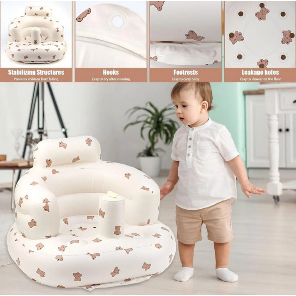 { "alt_text": "Multicolor inflatable baby sofa set with bathtub, suitable for 3+ months, promoting healthy posture" }