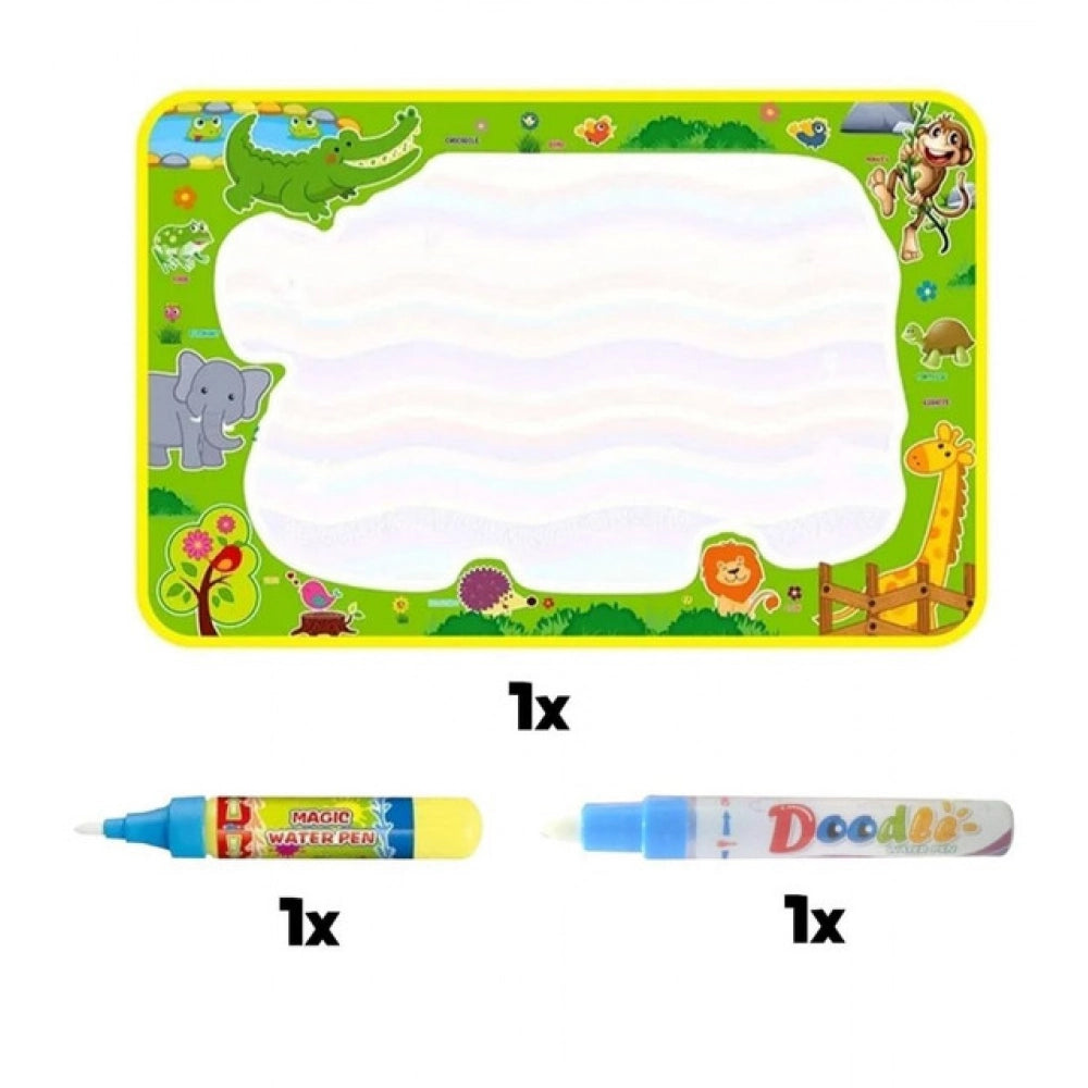 { "alt_text": "Multicolor plastic water drawing mat for toddlers, educational doodle toy with magic pen for kids" }