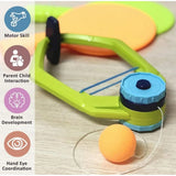 { "alt_text": "Green durable table tennis trainer for improving hand-eye coordination and catching skills" }