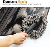 Black-grey microfiber duster set for cleaning cars, furniture, and household surfaces