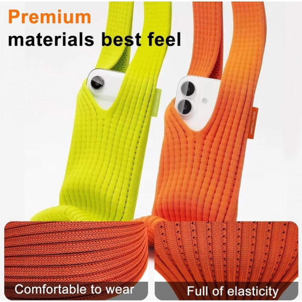{ "alt_text": "Multicolor knitted pocket long case for iPhone, stylish phone accessory, durable carrying solution" }