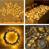 Yellow bendable willow vine light with LED blossoms, ideal for bedroom mood lighting and aesthetic wall decor