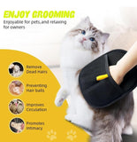 Black mesh and gray fabric pet hair remover glove for cleaning furniture, bedding, and gentle grooming