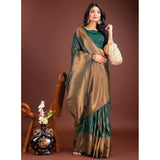 Women's Banarasi Silk Printed Saree With Unstitched Blouse 5.5Mtr (Green)
