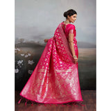 Women's Silk Blend Printed Saree With Unstitched Blouse 5.5Mtr (Pink)