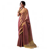 Women's Tissue Silk Solid Saree With Unstitched Blouse 5.5Mtr (Purple)