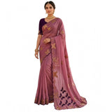 Women's Star Georgette Embellished Saree With Unstitched Blouse 5.5Mtr (Dusty Purple-Blue)