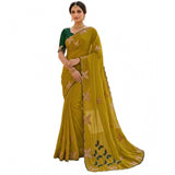 Women's Star Georgette Embellished Saree With Unstitched Blouse 5.5Mtr (Mustard)