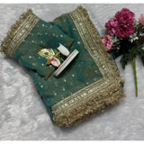 Women's Silk Embellished Saree With Unstitched Blouse 5.5Mtr (Green)