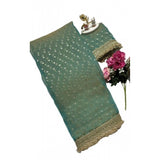 Women's Silk Embellished Saree With Unstitched Blouse 5.5Mtr (Green)