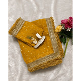 Women's Silk Embellished Saree With Unstitched Blouse 5.5Mtr (Yellow)