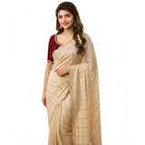 Women's Star Georgette Embroidered Saree With Unstitched Blouse 5.5Mtr (Beige)