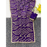 Women's Satin Embellished Saree With Unstitched Blouse 5.5Mtr (Purple)