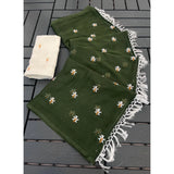 Women's Georgette Embellished Saree With Unstitched Blouse 5.5Mtr (Green)