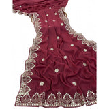 Women's Georgette Embellished Saree With Unstitched Blouse 5.5Mtr (Maroon)