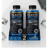 { "alt_text": "Clear plastic shine liquid bottles, 100 ML, pack of 2, for enhancing plastic surfaces and shine" }